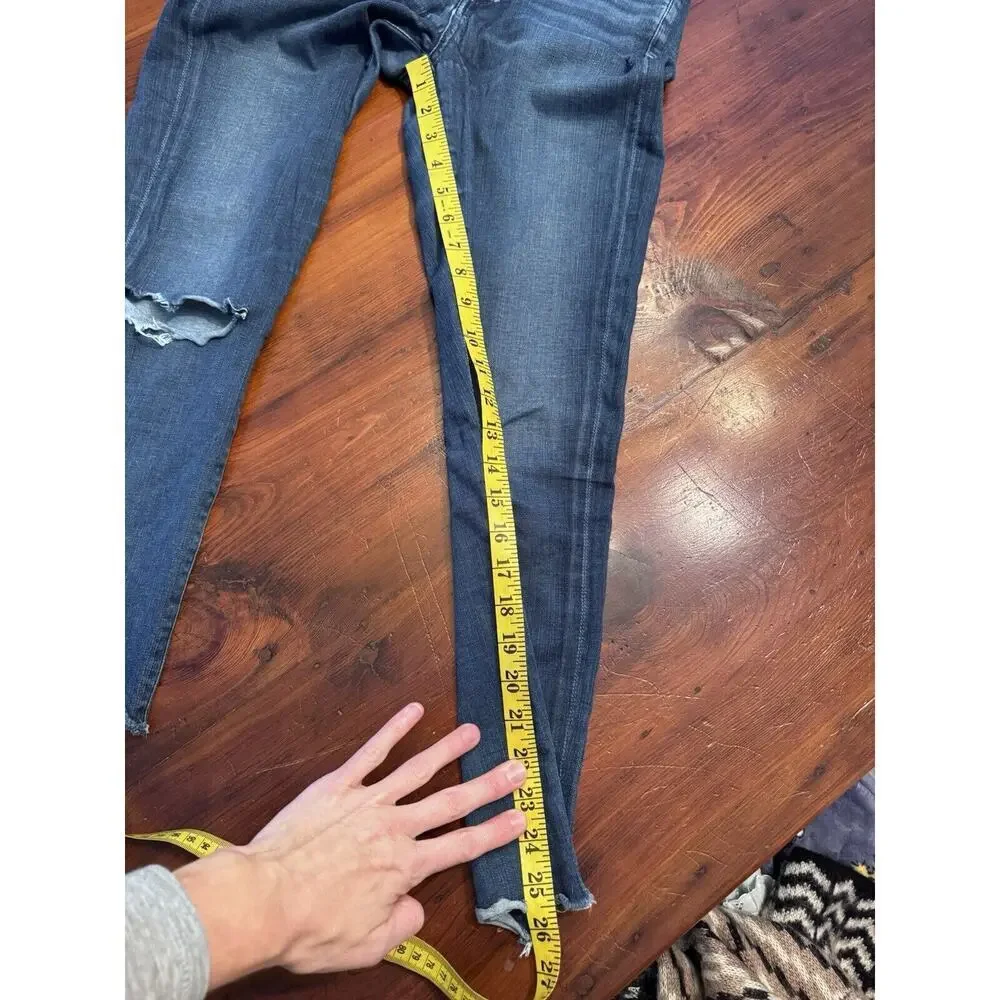 AGOLDE Sophie High Rise Crop Skinny Raw Hem Indigo Jeans Size 28 - Picture 7 of 9